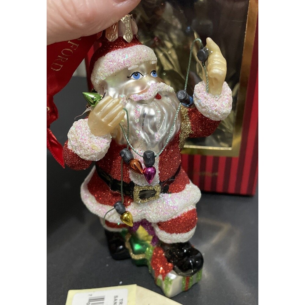 WATERFORD Holiday Heirlooms Glass Santa St. Nick Christmas Ornament
